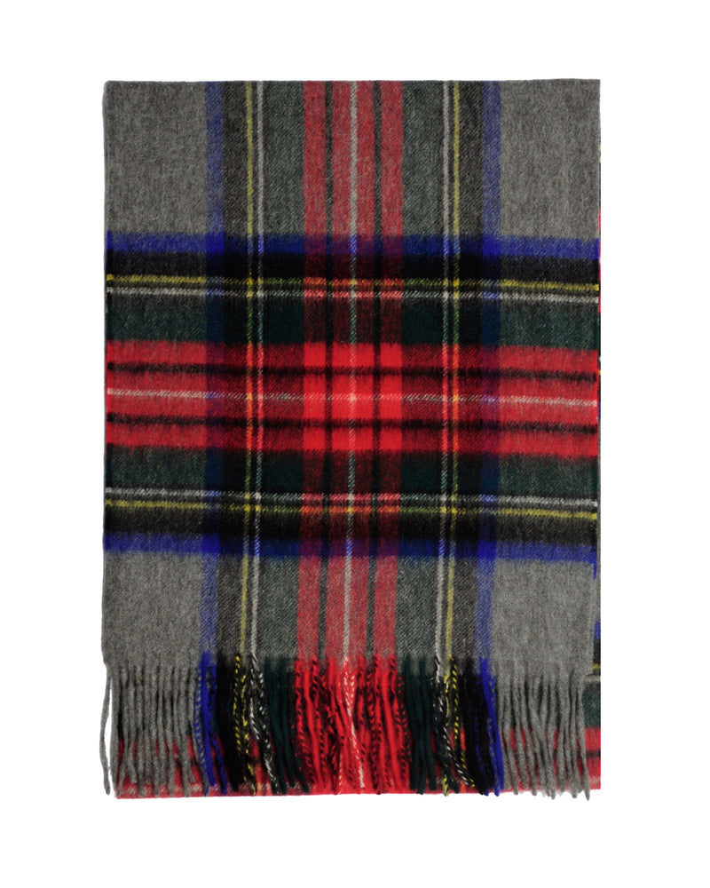Cashmere scarf tartan red gray