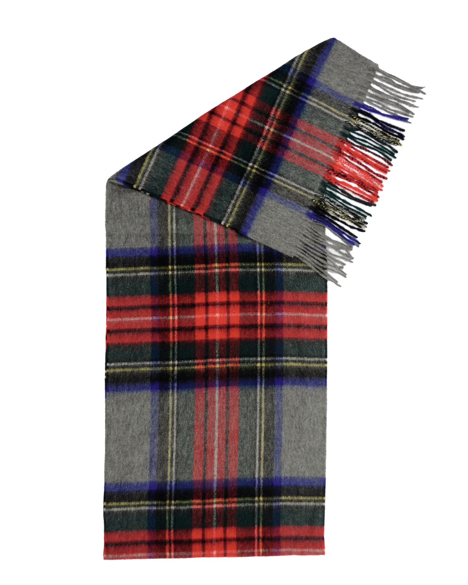 Cashmere scarf tartan red gray