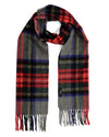 Cashmere scarf tartan red gray