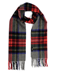 Cashmere scarf tartan red gray