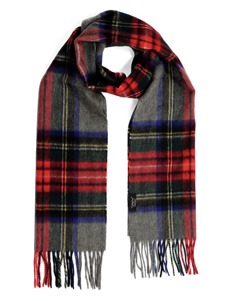 Cashmere scarf tartan red gray