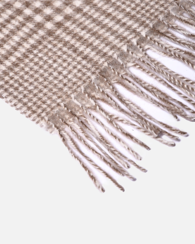 Cashmere scarf houndstooth beige