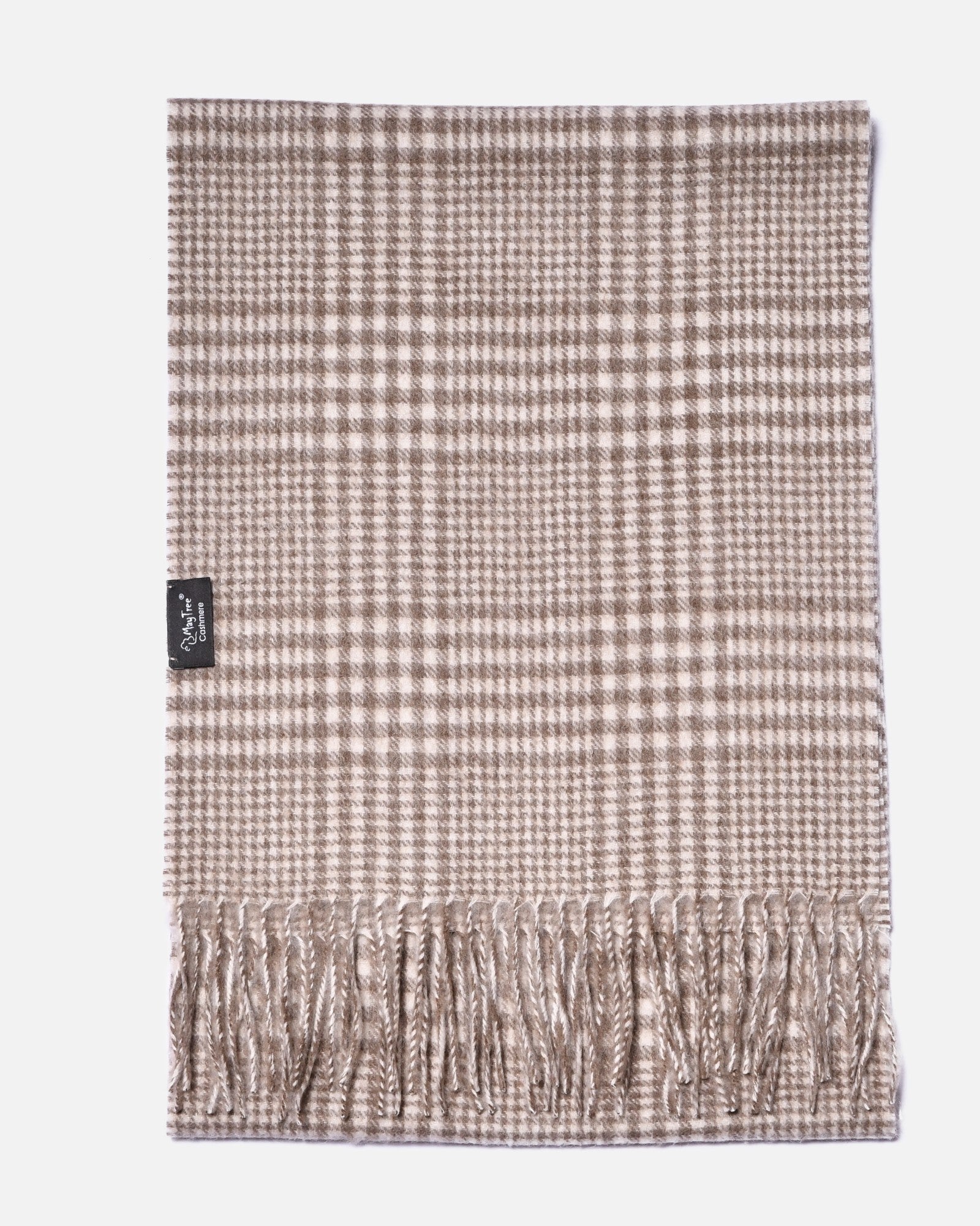 Cashmere scarf houndstooth beige