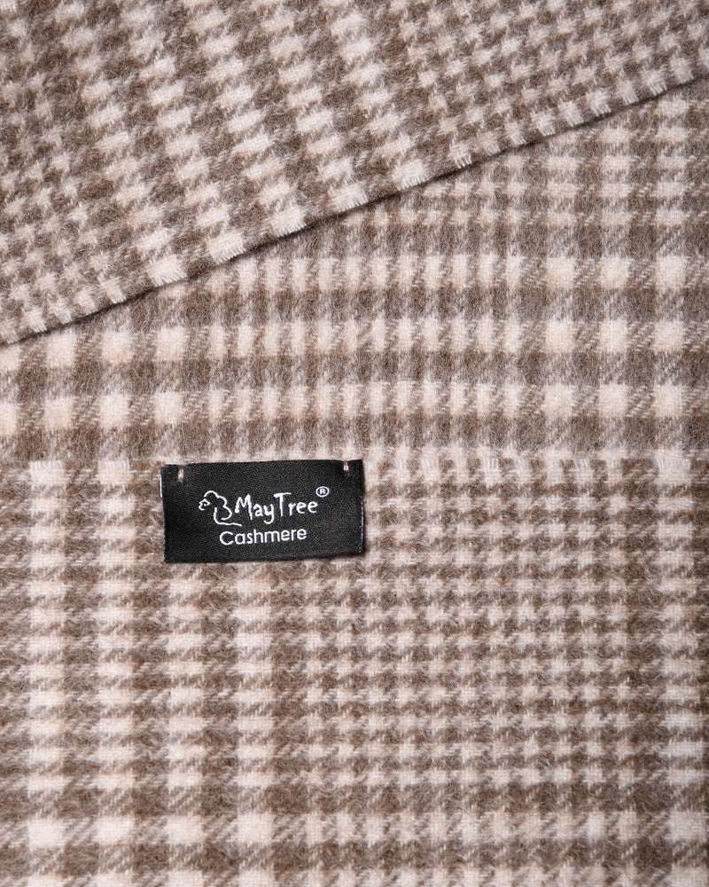 Cashmere scarf houndstooth beige