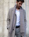 Cashmere scarf houndstooth beige