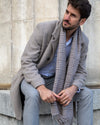 Cashmere scarf houndstooth beige