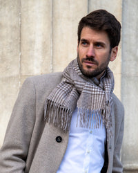 Cashmere scarf houndstooth beige