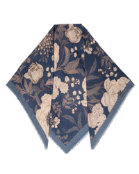 Large fashion scarf Cashmere Feeling 130x130cm Floral blue