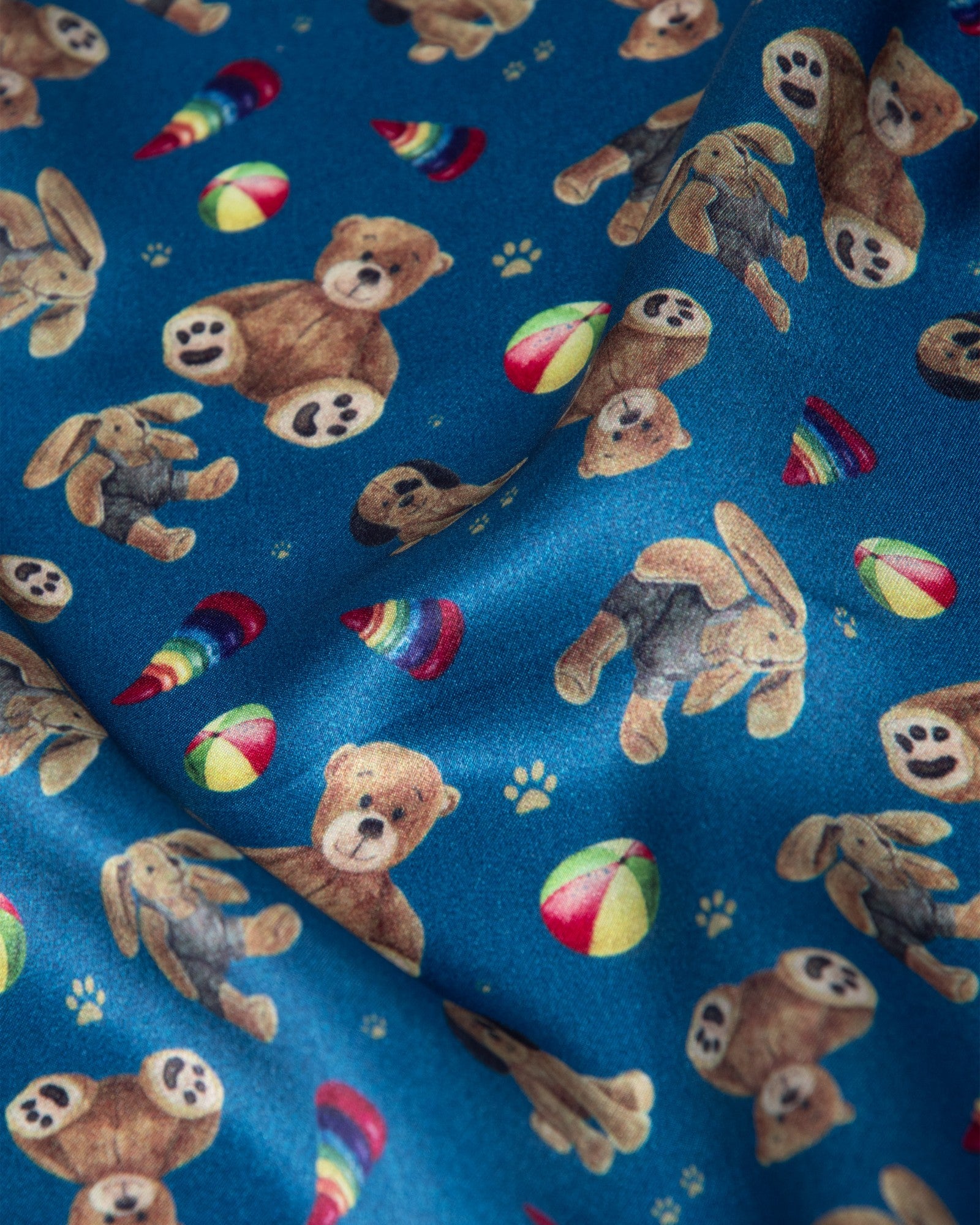 Silk scarf square bear joy 53x53 blue