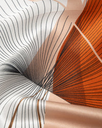 Silk scarf square abstract lines 53x53 white orange