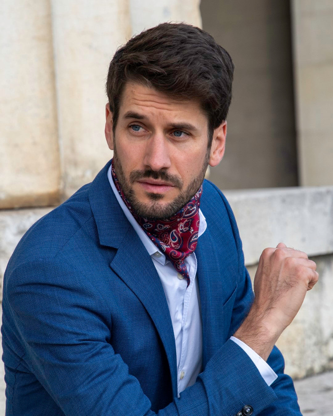 Silk scarf hand-rolled twill silk scarf for men, 53x53 paisley