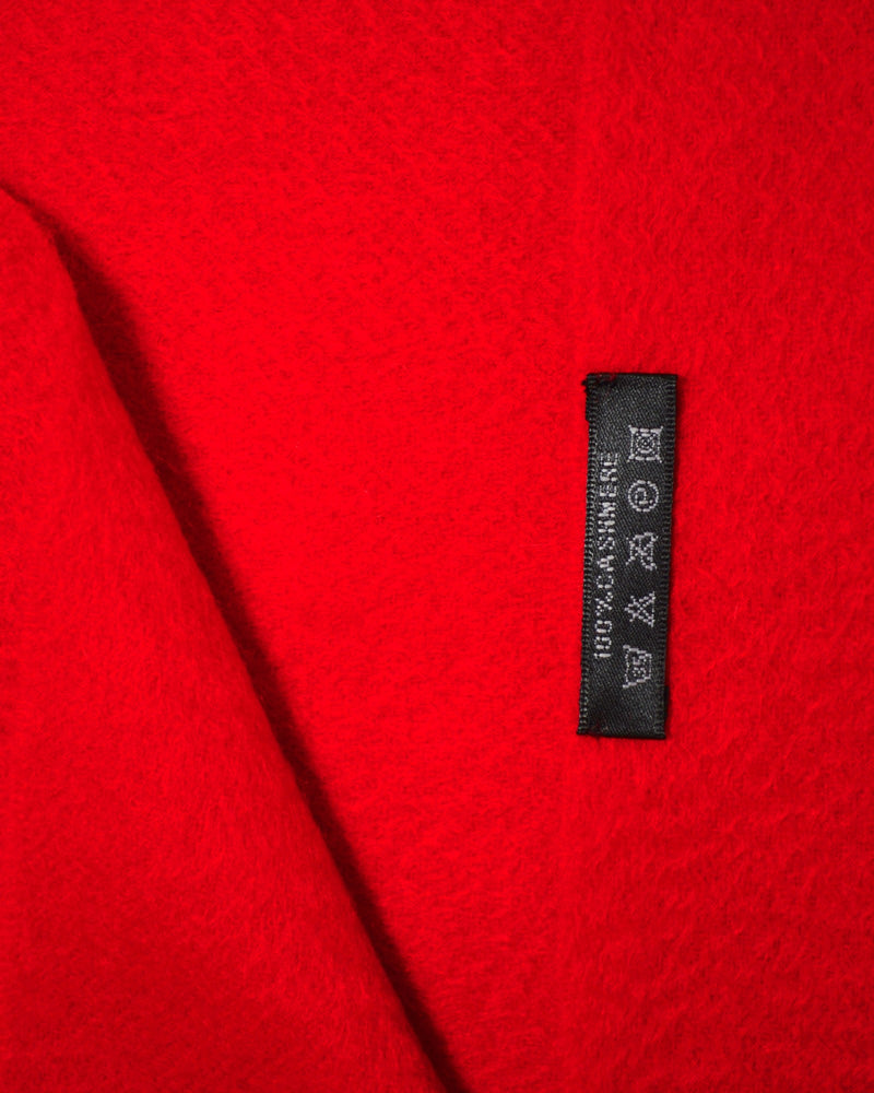 Écharpe de cachemire rouge unie