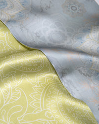 Seidenschal beidseitig, Mandala hellblau und zartgrün 16x145