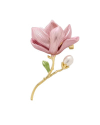 Broche MayTree "Fleur de margarite", rose