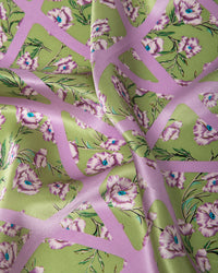 Seidentuch quadratisch Wilde Blumen 53x53cm  lila grün, Nickituch, Bandana-Schal