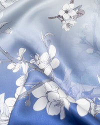 Seidenschal Mandelblüte 55 x 175 cm, blau alljährig