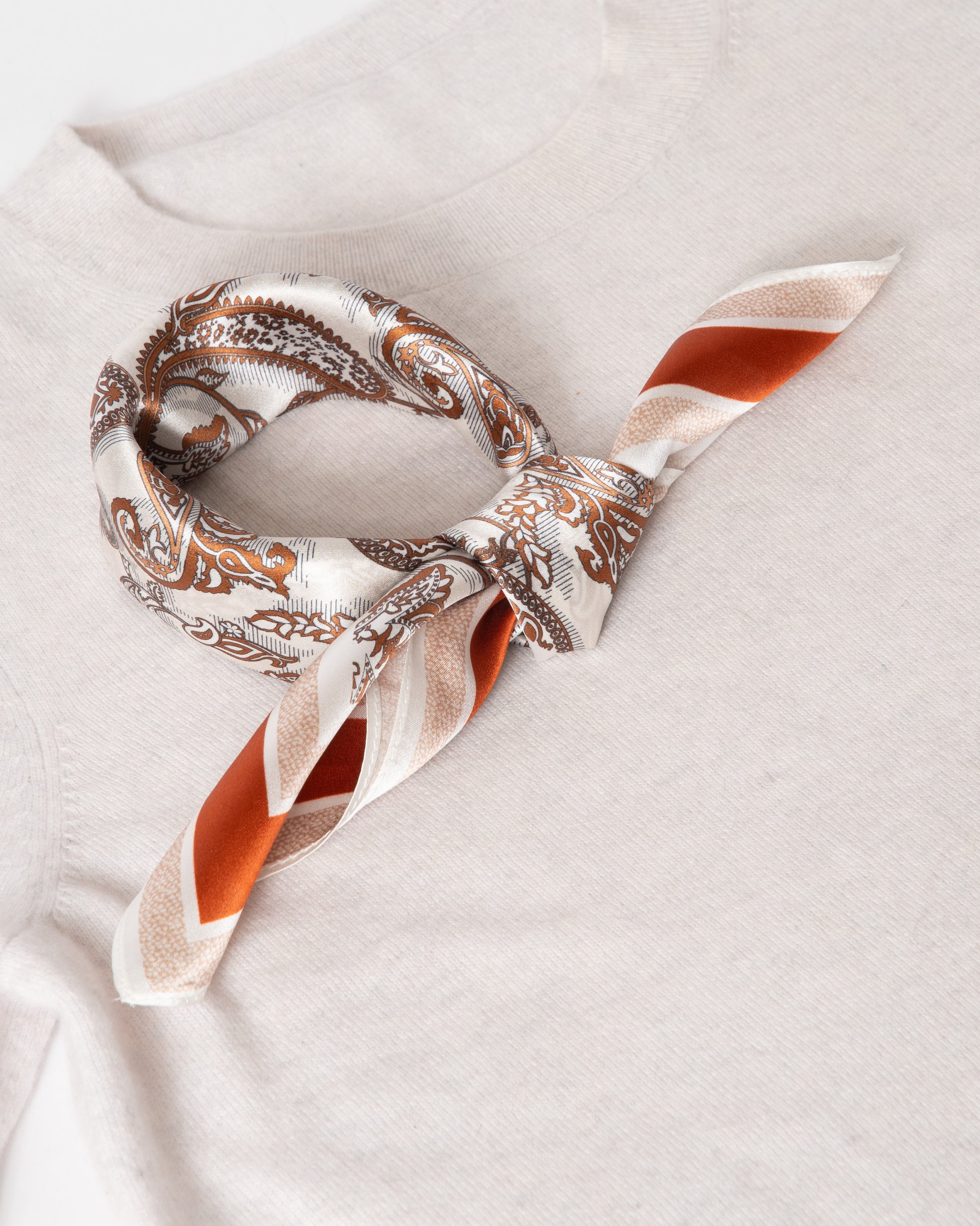 Silk scarf square paisley 53x53 ochre