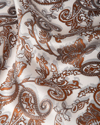Silk scarf square paisley 53x53 ochre