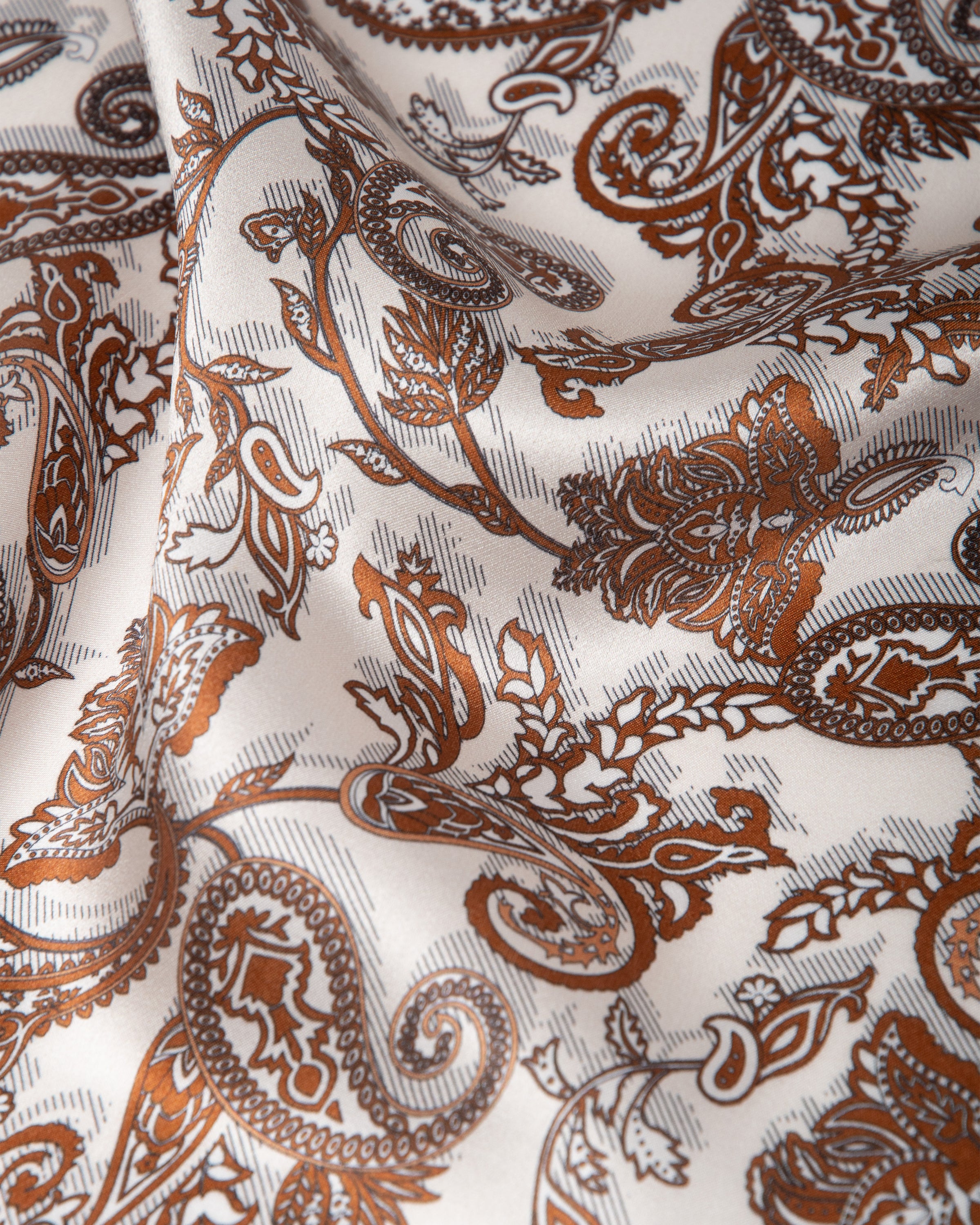 Silk scarf square paisley 53x53 ochre