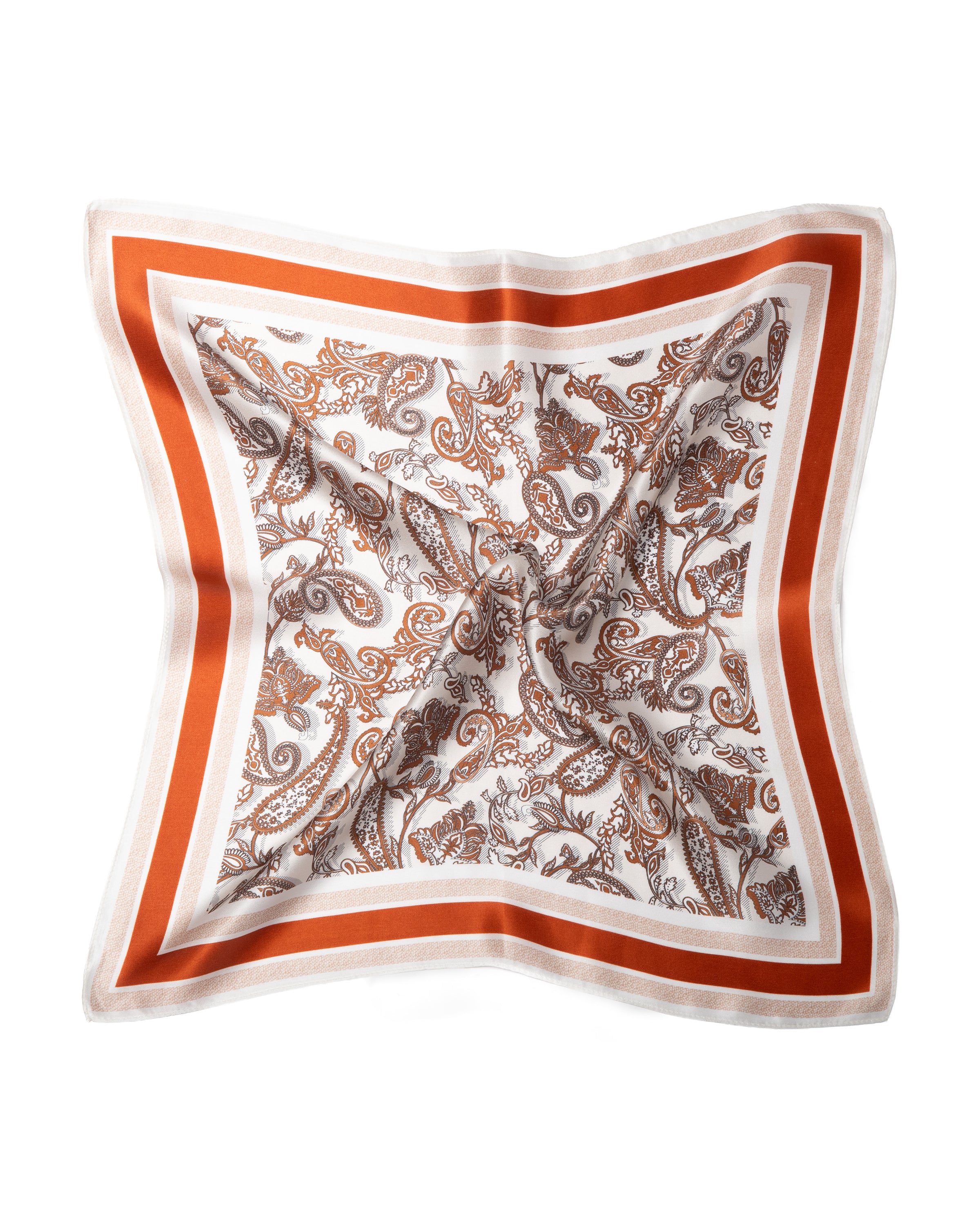 Silk scarf square paisley 53x53 ochre