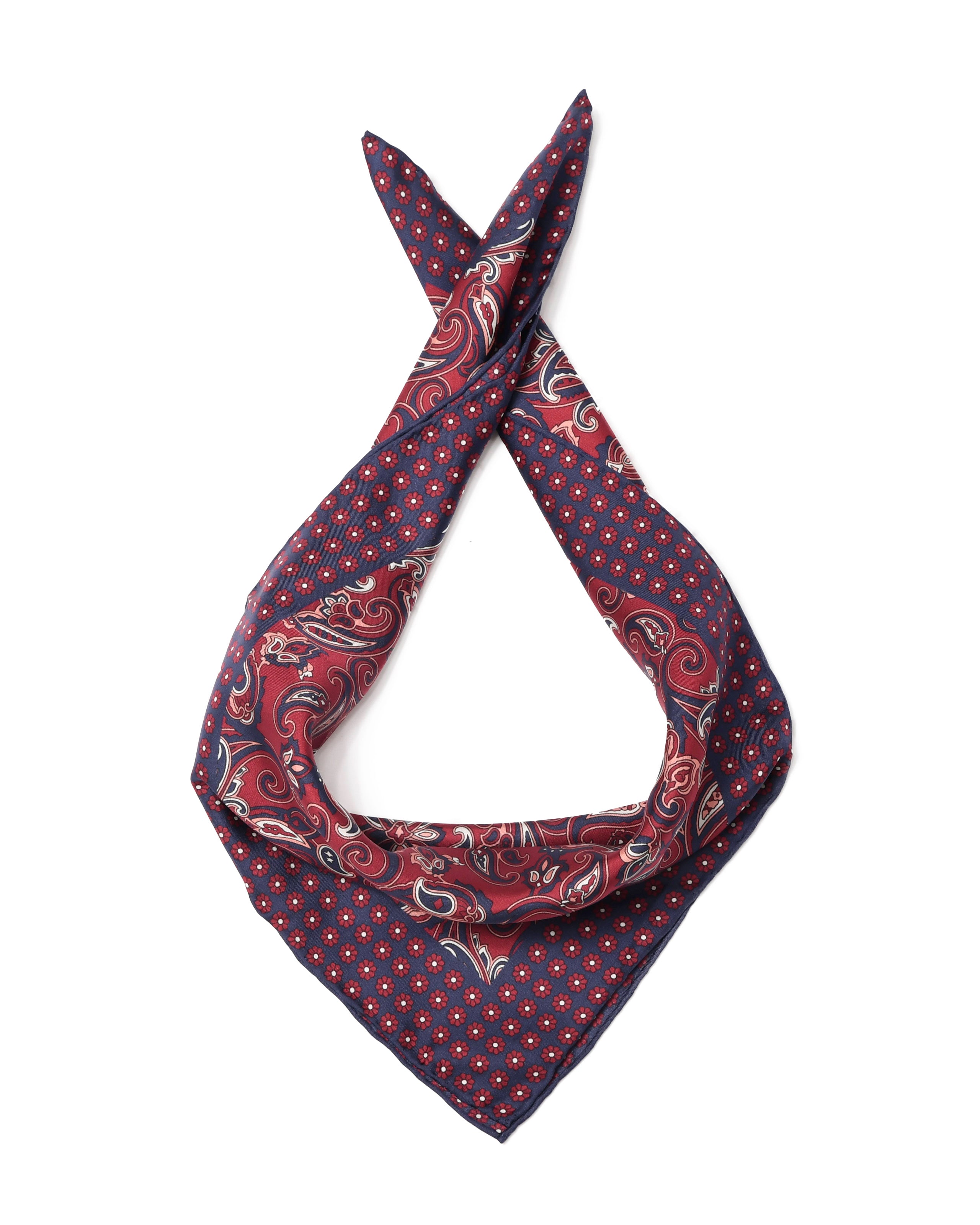 Foulard Grand Format 95x92cm - Soie/viscose, Roulotté Main - Motif Floral Multicolore - Occasion Très Bon état