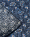 Handrolliertes Herrenseidentuch aus Twill-Seide 53x53, Stone-washed-Optik Jeansblau