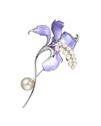 MayTree Brosche Orchideen Eleganz, handbemalt mit Zierperlen