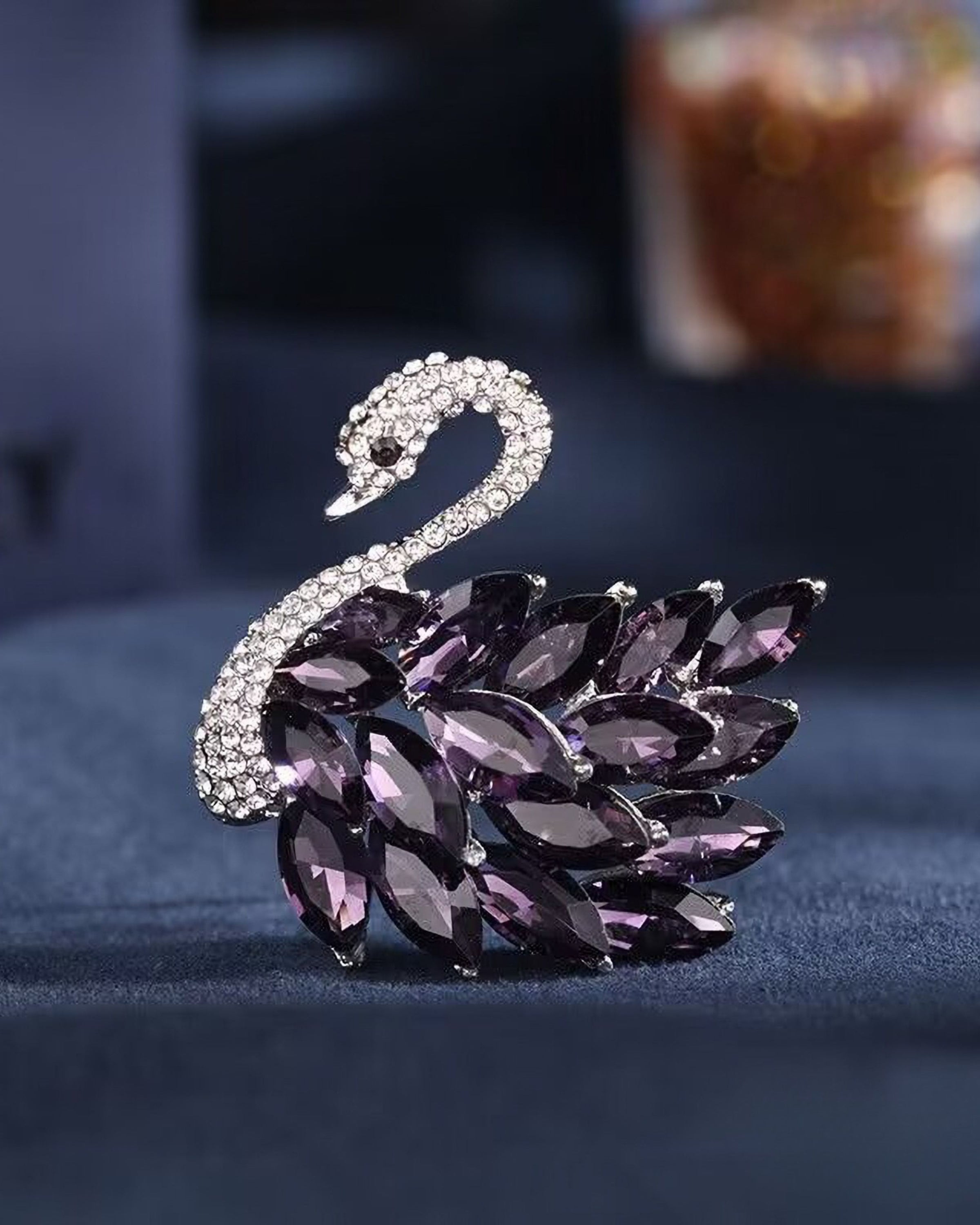 Swan" brooch, purple