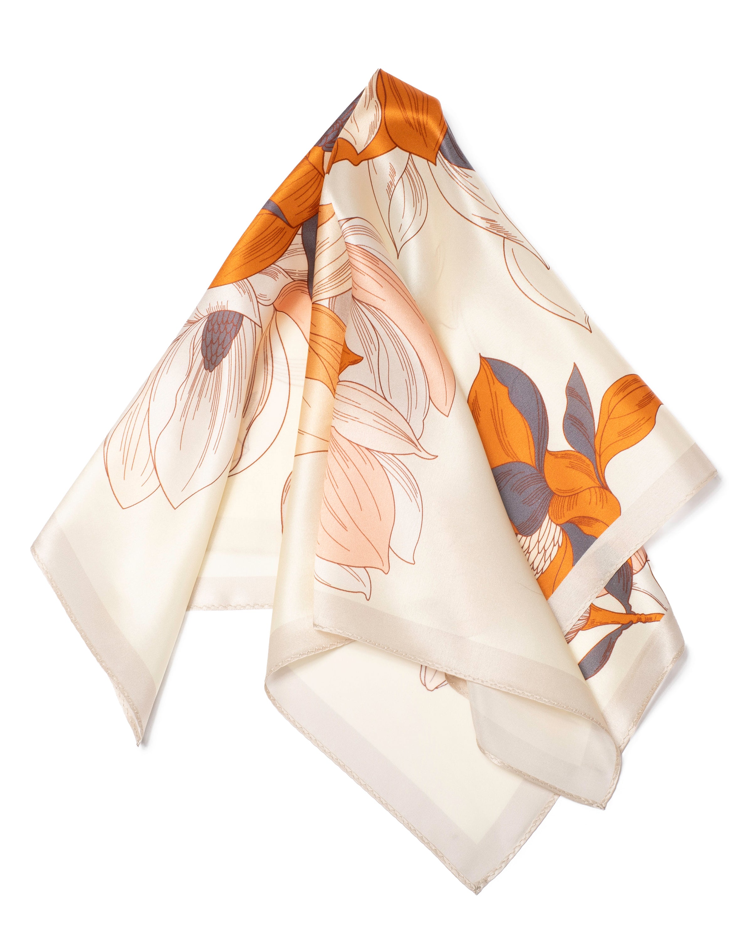 Premium silk scarf blooming magnolias