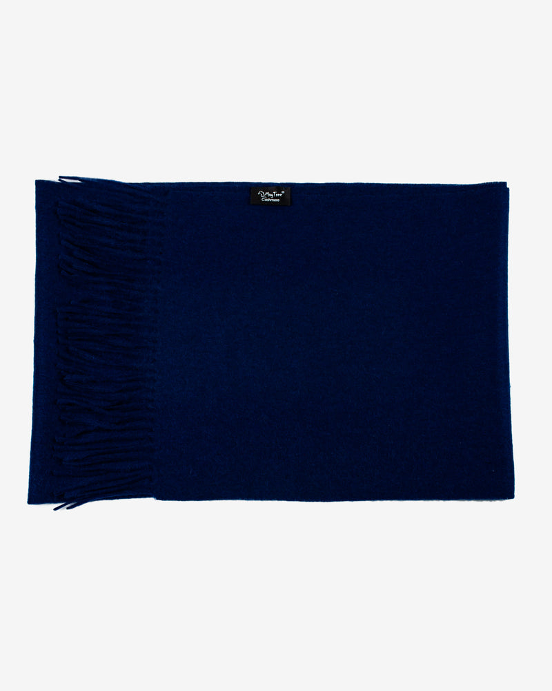 Echarpe 100% cachemire, 180 x 30, tissée, uni bleu marine