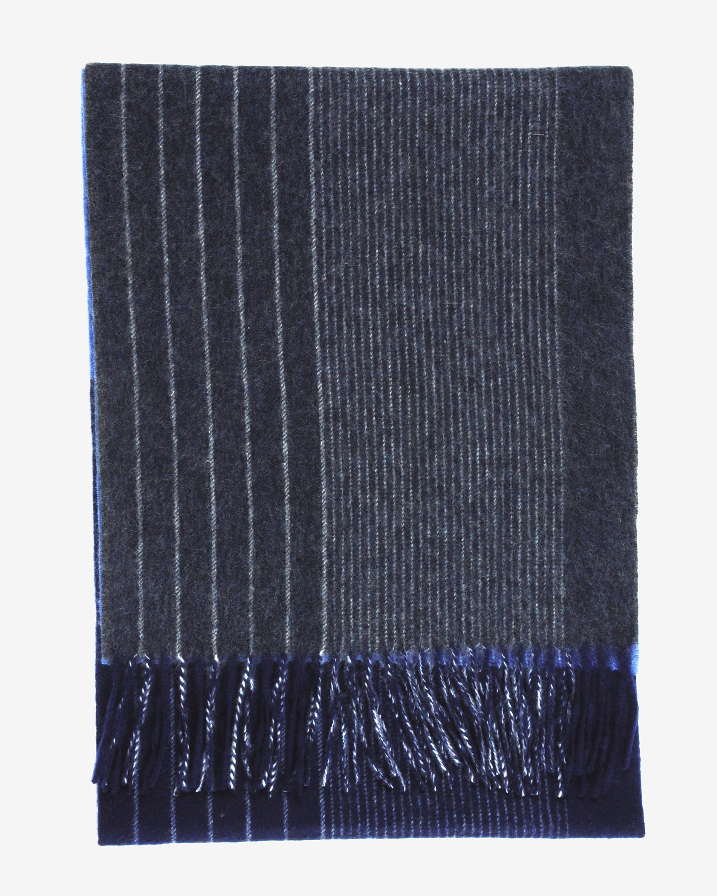 zweifarbiger Schal Damen und Herren aus 100% Kaschmir, gewebt gestreift blau