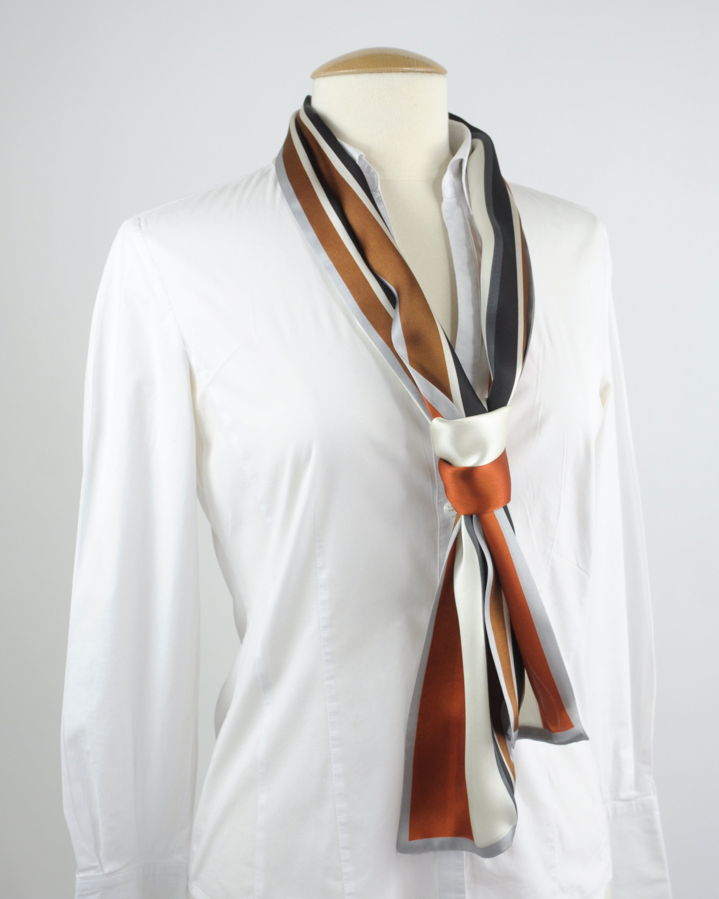 schmaler Seidenschal caramel, beige, weiss, schwarz