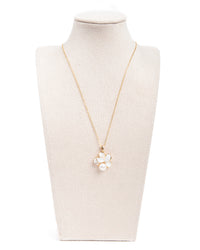 Chaîne en acier inoxydable Fleur d'orchidée avec perle d'eau douce, doré 18K