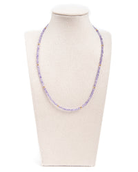 Chaîne cristal lilas avec perles dorées 18 carats
