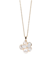 Chaîne en acier inoxydable Fleur d'orchidée avec perle d'eau douce, doré 18K