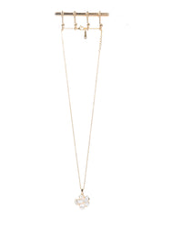 Chaîne en acier inoxydable Fleur d'orchidée avec perle d'eau douce, doré 18K