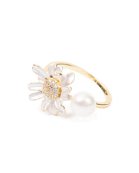 Ring Margaritenblüte mit Perle