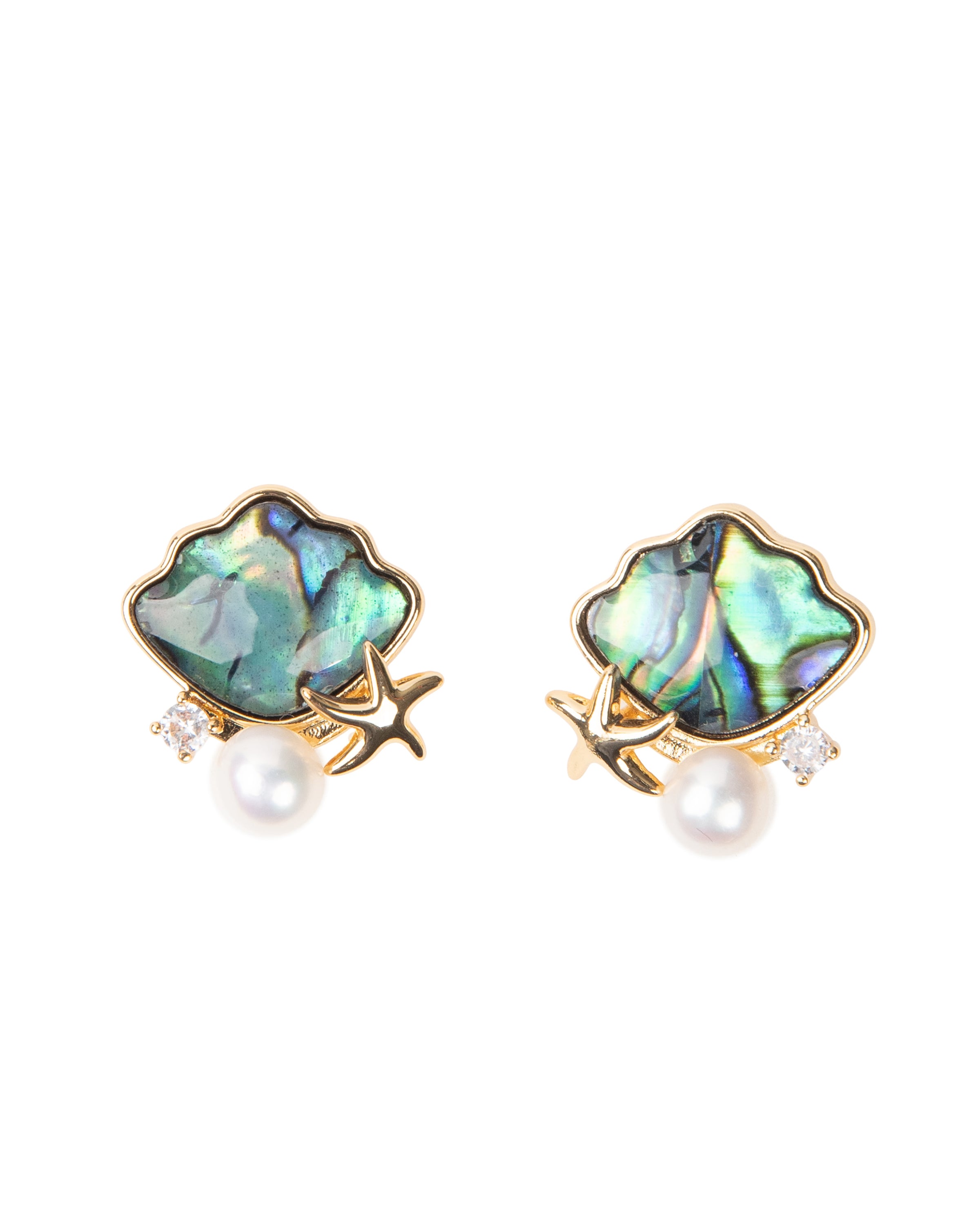 Boucles d'oreilles ormeau perle étoile de mer