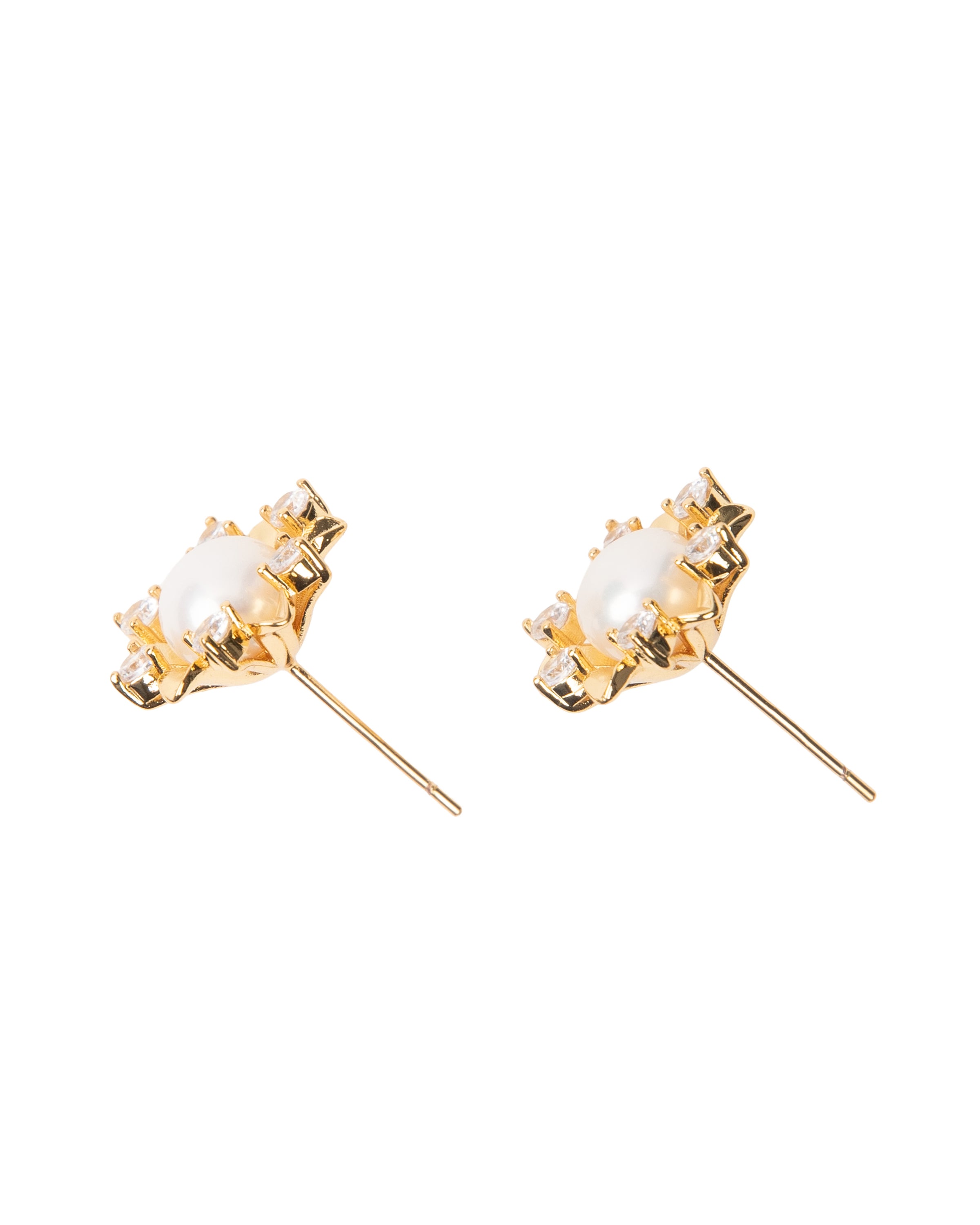 Boucles d'oreilles avec perle d'eau douce et zirconium scintillant