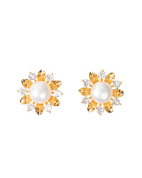 Boucles d'oreilles avec perle d'eau douce et zirconium scintillant