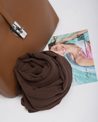 Mousseline de soie écharpe femme châle enveloppe pour robe de soirée robe de cocktail 70x180, brun chocolat