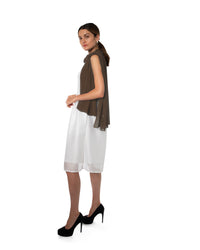 Mousseline de soie écharpe femme châle enveloppe pour robe de soirée robe de cocktail 70x180, brun chocolat
