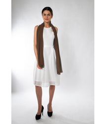 Mousseline de soie écharpe femme châle enveloppe pour robe de soirée robe de cocktail 70x180, brun chocolat