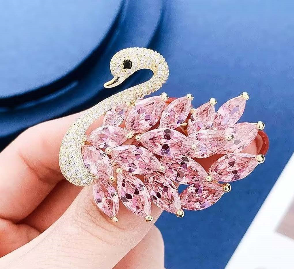 Swan" brooch, pink