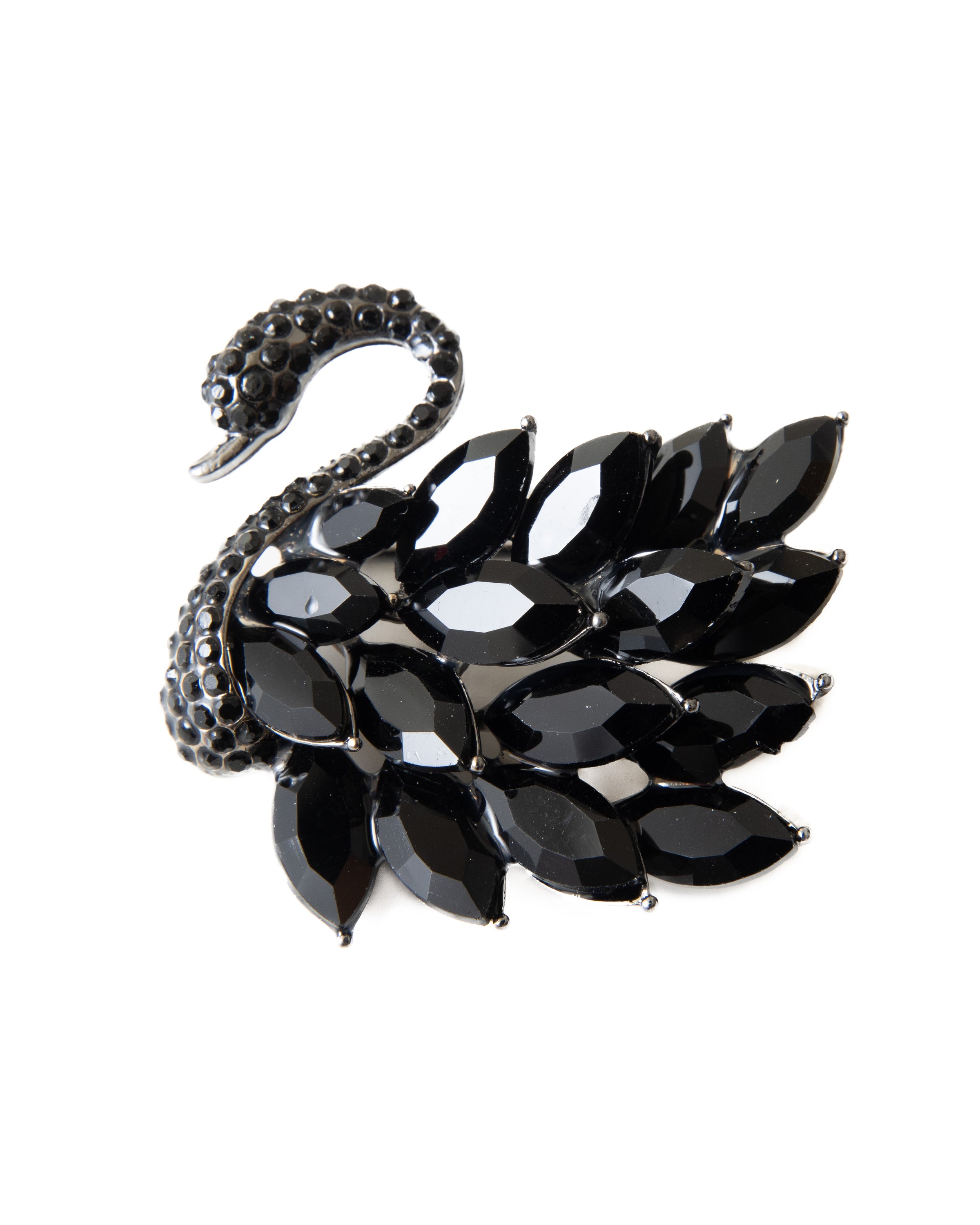 Swan" brooch, black