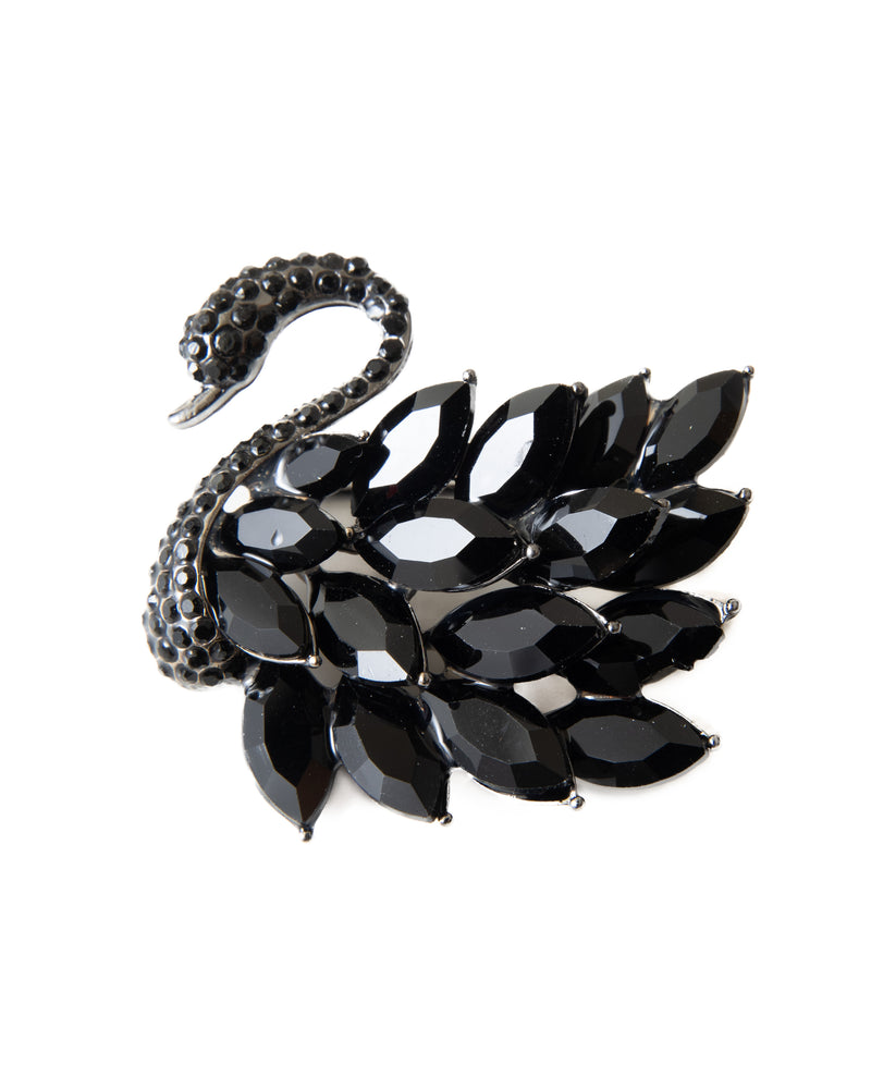 Swan" brooch, black