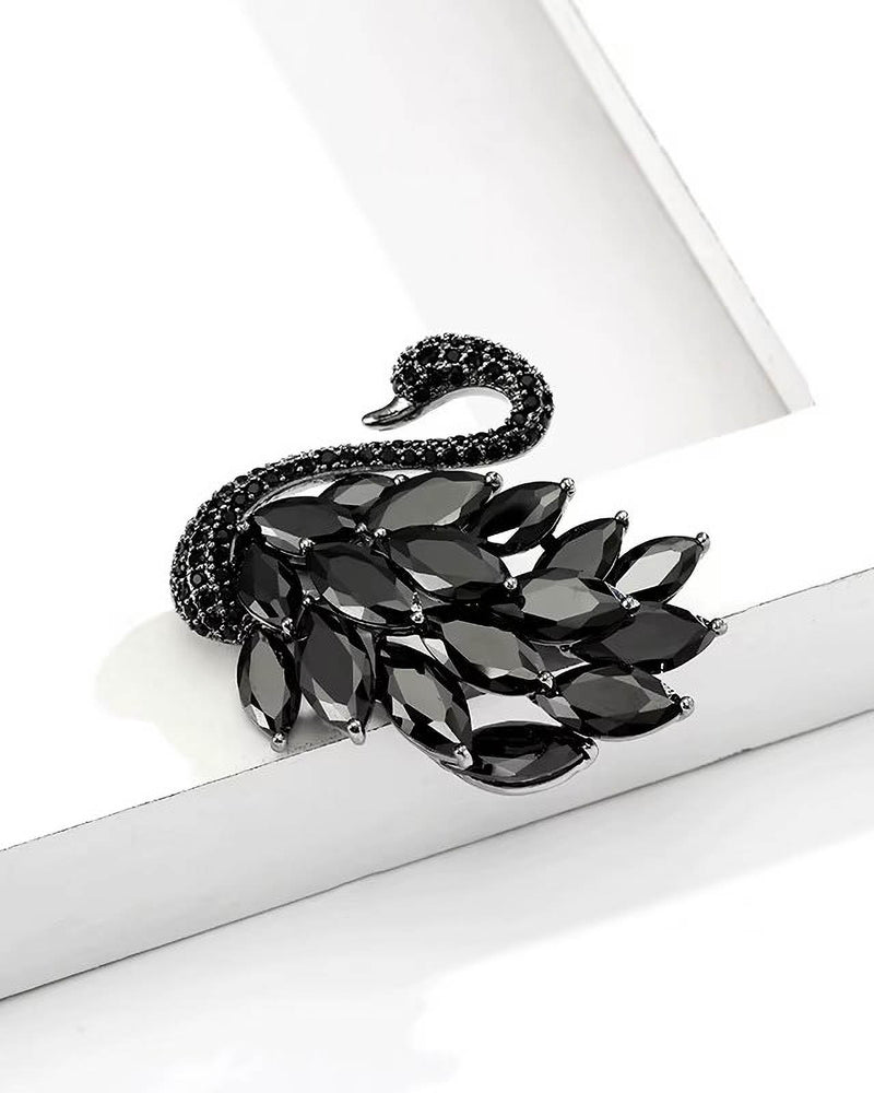 Swan" brooch, black