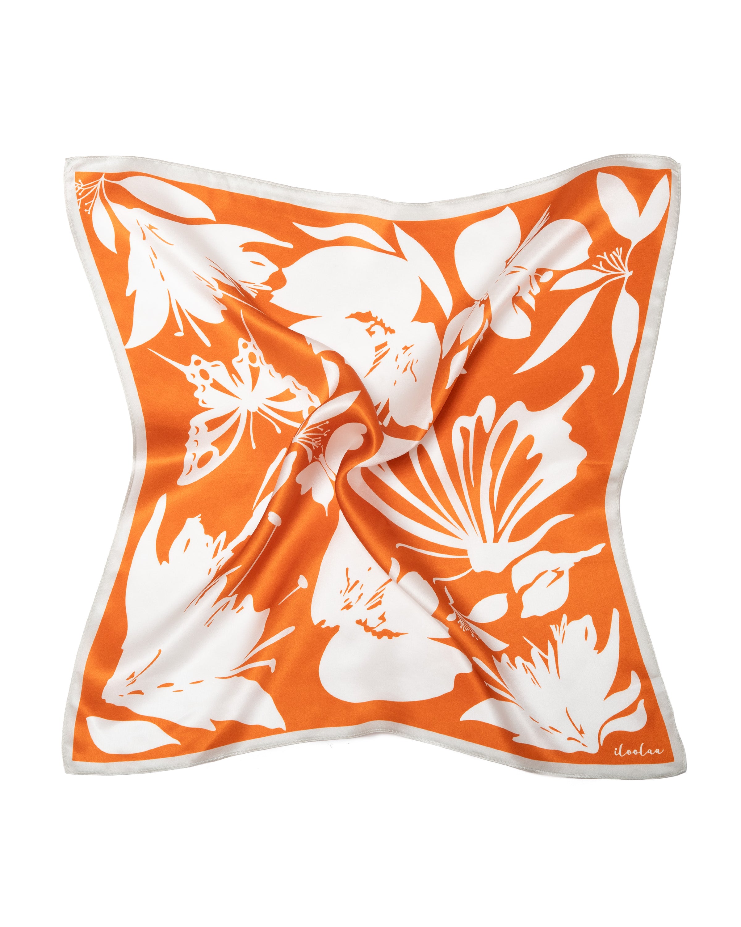 Seidentuch quadratisch Schmetterling und Sommerblüten 53x53