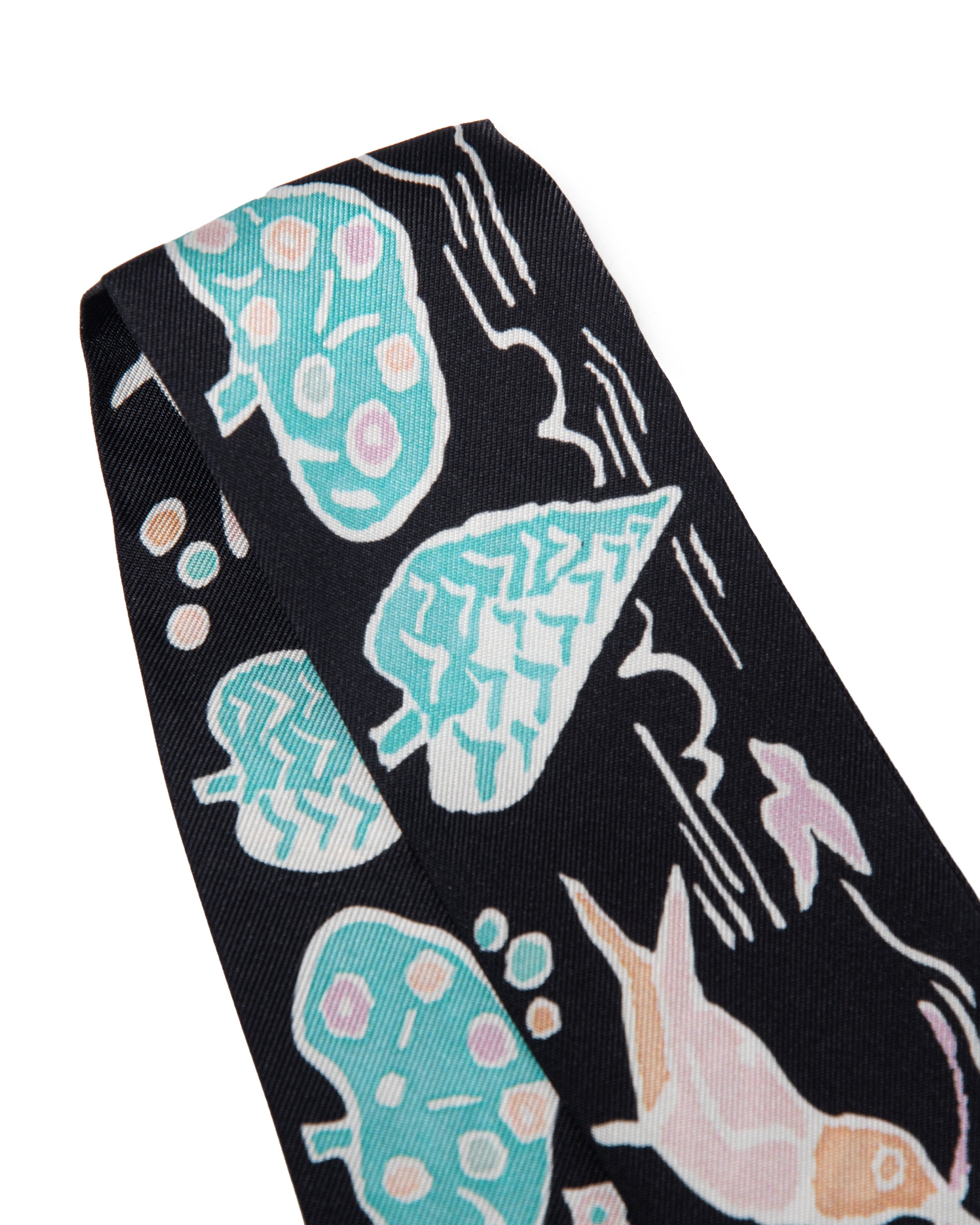 Seidenbandeau schmal beidseitig, playground  5 x 88 cm schwarz