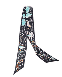 Seidenbandeau schmal beidseitig, playground  5 x 88 cm schwarz